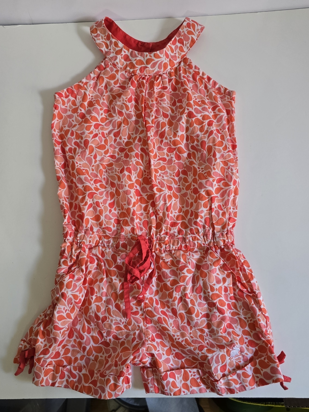 Girls Coral & Pink Halter Romper